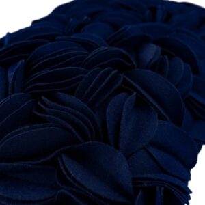 KINGROSE Handmade 3D Flower Throw Pillow Cover Home Decorative Cushion Cover Rectangular Pillowcase Artwork Cushion Sham for Sofa Couch Chair Bed Living Room 12 x 20 Inches Wool Navy Blue