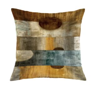 LHAIFA Brown Decorative Throw Pillow Covers 18x18 Set of 4 Teal Pillow Cover Modern Geometry Abstract Art Decorative Pillows for Living Room Bedroom Sofa Couch Outdoor Pillow Covers