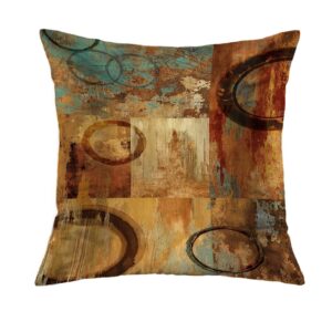 LHAIFA Brown Decorative Throw Pillow Covers 18x18 Set of 4 Teal Pillow Cover Modern Geometry Abstract Art Decorative Pillows for Living Room Bedroom Sofa Couch Outdoor Pillow Covers