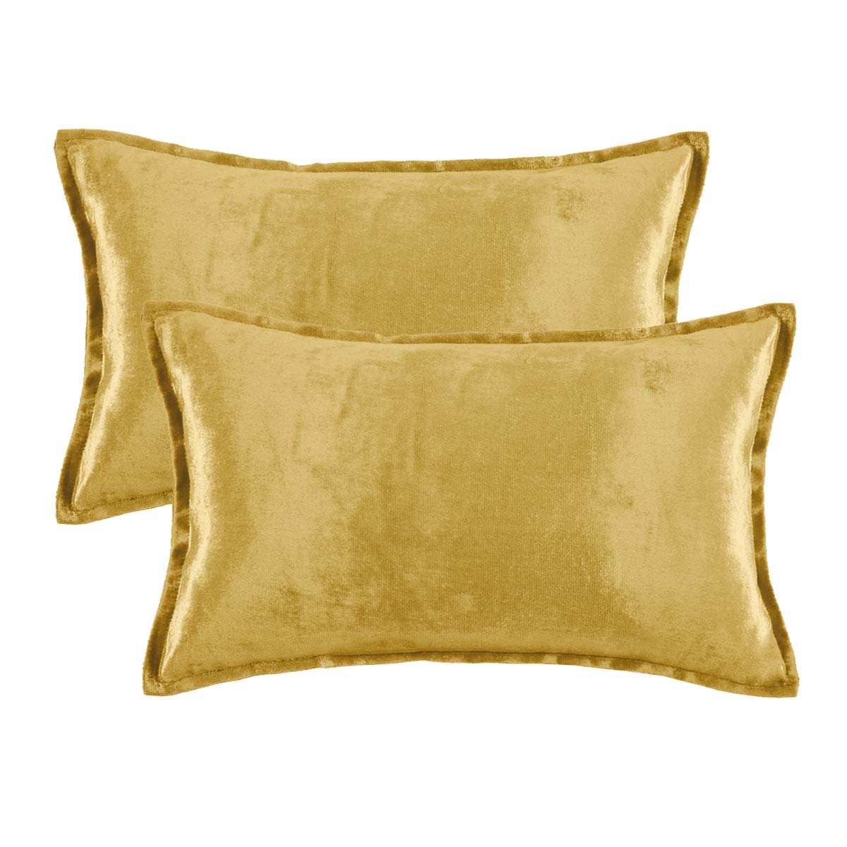 GIGIZAZA Gold Velvet Decorative Lumbar Throw Pillow Covers 12x20 Oblong Couch Sofa Pillow Covers Pack of 2