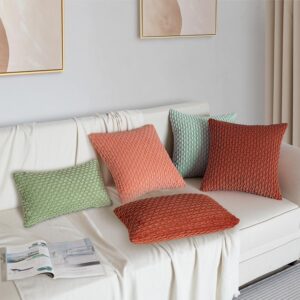 Henzxi Throw Pillow Covers Soft Corduroy Decorative Pillow Covers Set of 2 Striped Square Boho Pillow Covers Farmhouse Home Decor for Sofa Living Room Couch Bed 18x18 Inch Rust