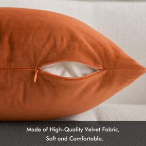 MIULEE Pack of 2 Velvet Soft Solid Decorative Square Throw Pillow Covers Set Fall Cushion Cases for Sofa Bedroom Car 18x18 Inch 45x45 Cm Orange