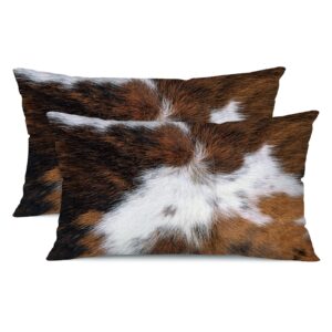 OTOSTAR Throw Pillow Covers Cowhide Decorative Pillow Covers 12x20 Inch Cozy Soft Velvet Pillowcase Rectangle Set Cushion Case for Couch Home Living Room Sofa Bedroom Car Decor Set of 2 (Cowhide B)