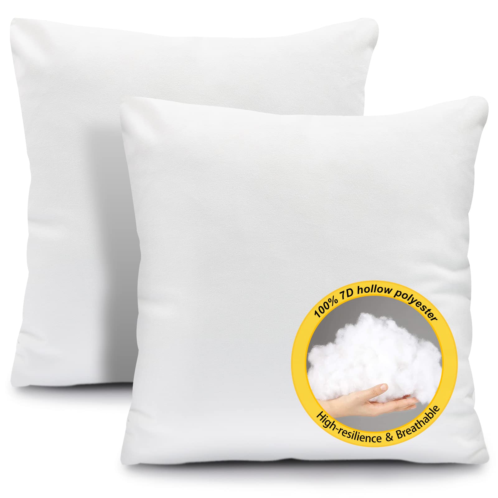 Fixwal 2pack Pillow Inserts, 26x26 Inches White Polyester Indoor Decorative Euro Pillow Inserts, Square Form Throw Pillow Stuffer for Bed Couch Car