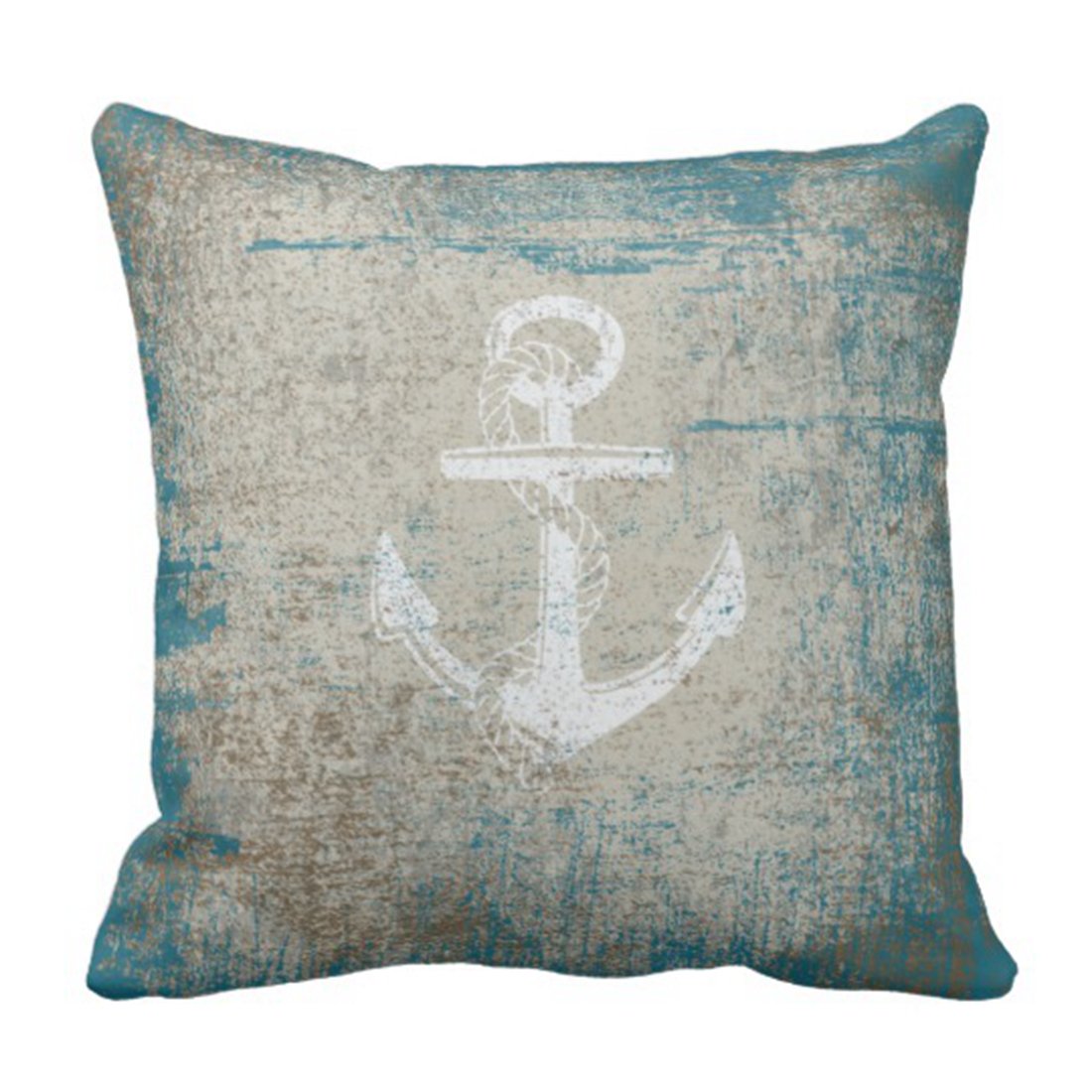 Emvency Throw Pillow Cover Summer Nautical Anchor Distressed Beach Decorative Pillow Case Home Decor Square 20 x 20 Inch Pillowcase