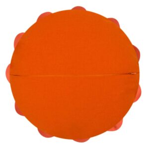 JWH Round Flower Pillow Cover Decorative Floral Pillow Case Round Cushion Hand Crafted Pillowcase for Bedroom Bed Couch Living Room 14 Inch Orange