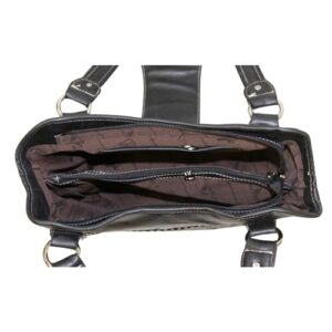 Concealed Carry Tooled Leather Shoulder Purse - Concealed Weapon Gun Bag w/ Matching Wallet By Montana West (Black)