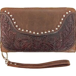 Montana West Ladies Concealed Gun Carry Purse Wallet Set Floral Tooling Coffee, Large