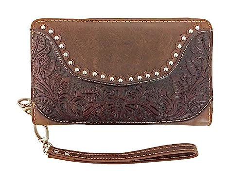 Montana West Ladies Concealed Gun Carry Purse Wallet Set Floral Tooling Coffee, Large