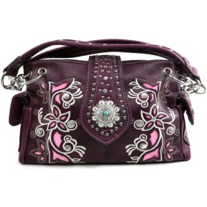 justin west floral concho western concealed carry handbag (purple purse)