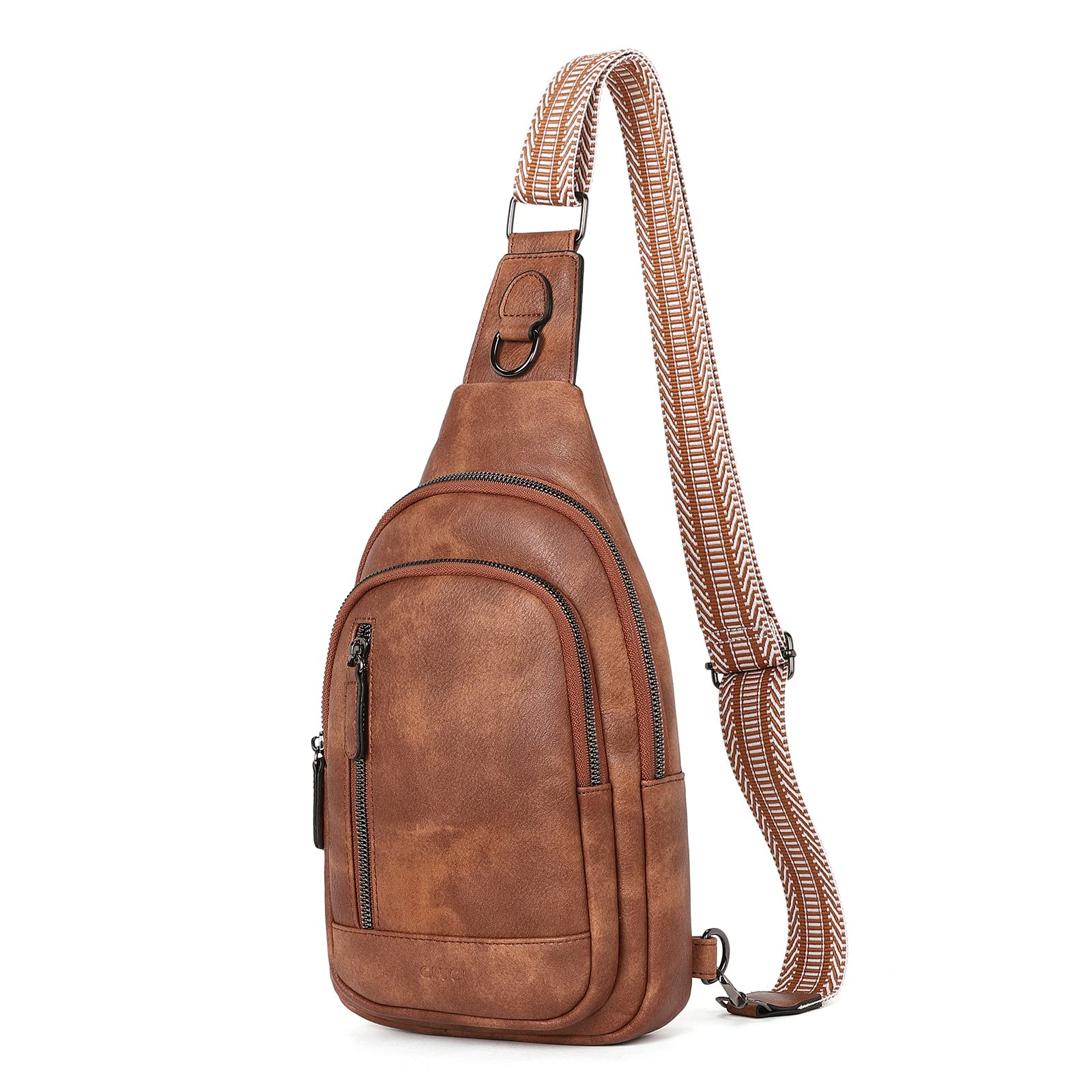 CLUCI Sling Bag for Women, Cross Body Bag for Women, Sling Bag, Crossbody Bag for Women, Large Leather Sling Backpack Casual Daypack Hiking Cycling Brown