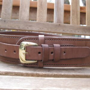 Gun Belt with Right Handed Tooled Holster Combo - 22 Caliber - Leather - Brown (brown,40") - sizes are for hip size