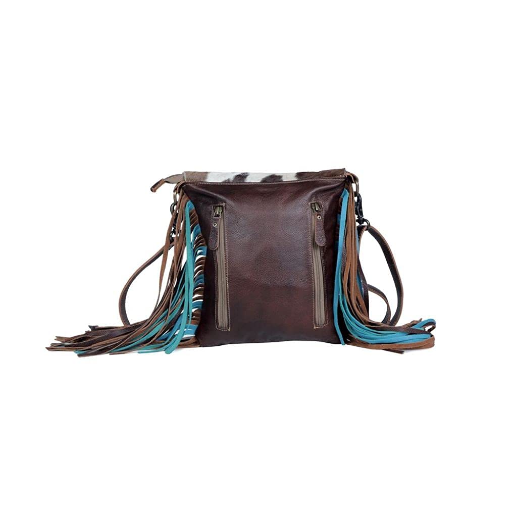 Myra Bag Cobal Blue Concealed Carry Bag Upcycled, Brown, S-3345