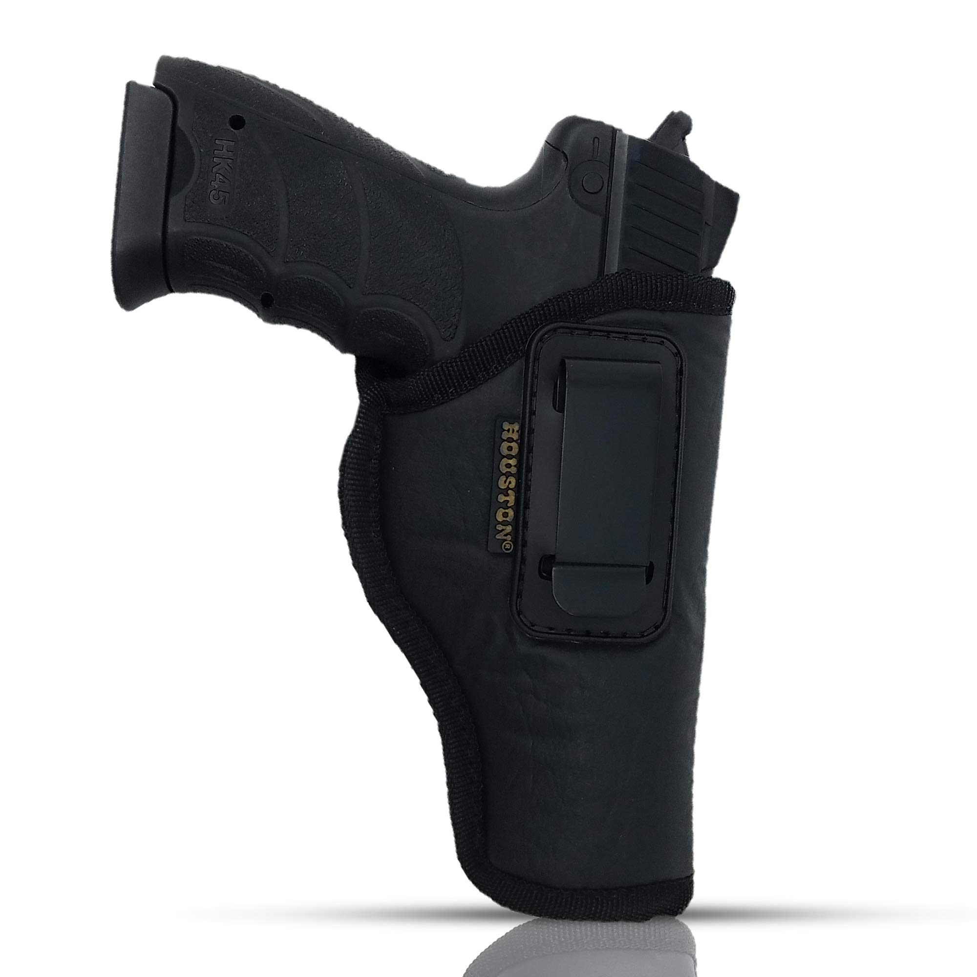 IWB Gun Holster by Houston - ECO Leather Concealed Carry Soft Material - FITS Glock 17/21, H &K,Beretta 92 FS,XDM,Ruger 45 BERSA PRO,PX4,FNX 45,FNH 45,HI Point 9/40/45 MM (Right) (CHP-57B-RH)