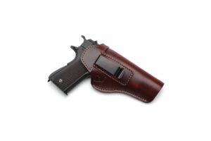 cranssy 1911 holster - genuine leather iwb holster for concealed carry - compatible with kimber 1911/colt 1911 /s & w 1911/sig sauer 1911/ remington - ruger & more 5 inch barrel pistols (brown, right)