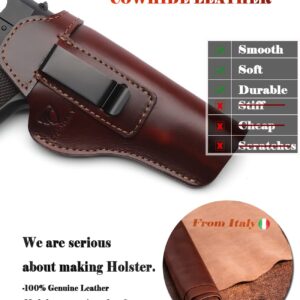 Cranssy 1911 Holster - Genuine Leather IWB Holster for Concealed Carry - Compatible with Kimber 1911/Colt 1911 /S & W 1911/Sig Sauer 1911/ Remington - Ruger & More 5 inch Barrel Pistols (Brown, Right)