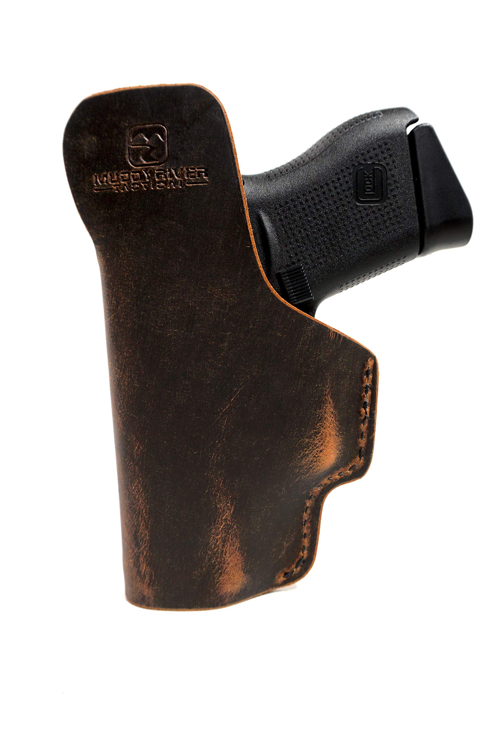 Muddy River Tactical Soft Leather Inside The Waistband Holster for a Glock 42 - IWB Concealed Carry Holster