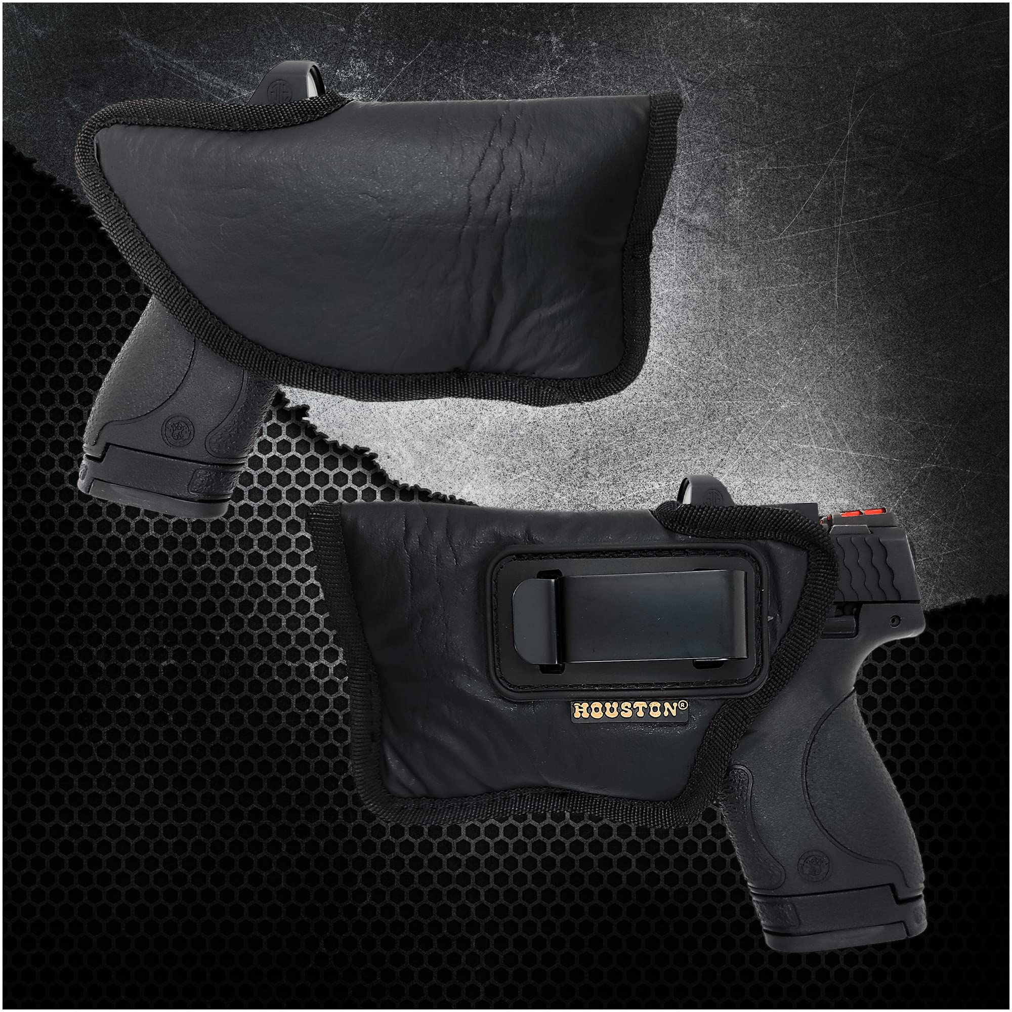 Houston Gun Holsters IWB Optical Gun Holster by Houston Eco Leather Concealed Carry Soft Material Black CHPO-57GL-LH CHPO-57GL-LH