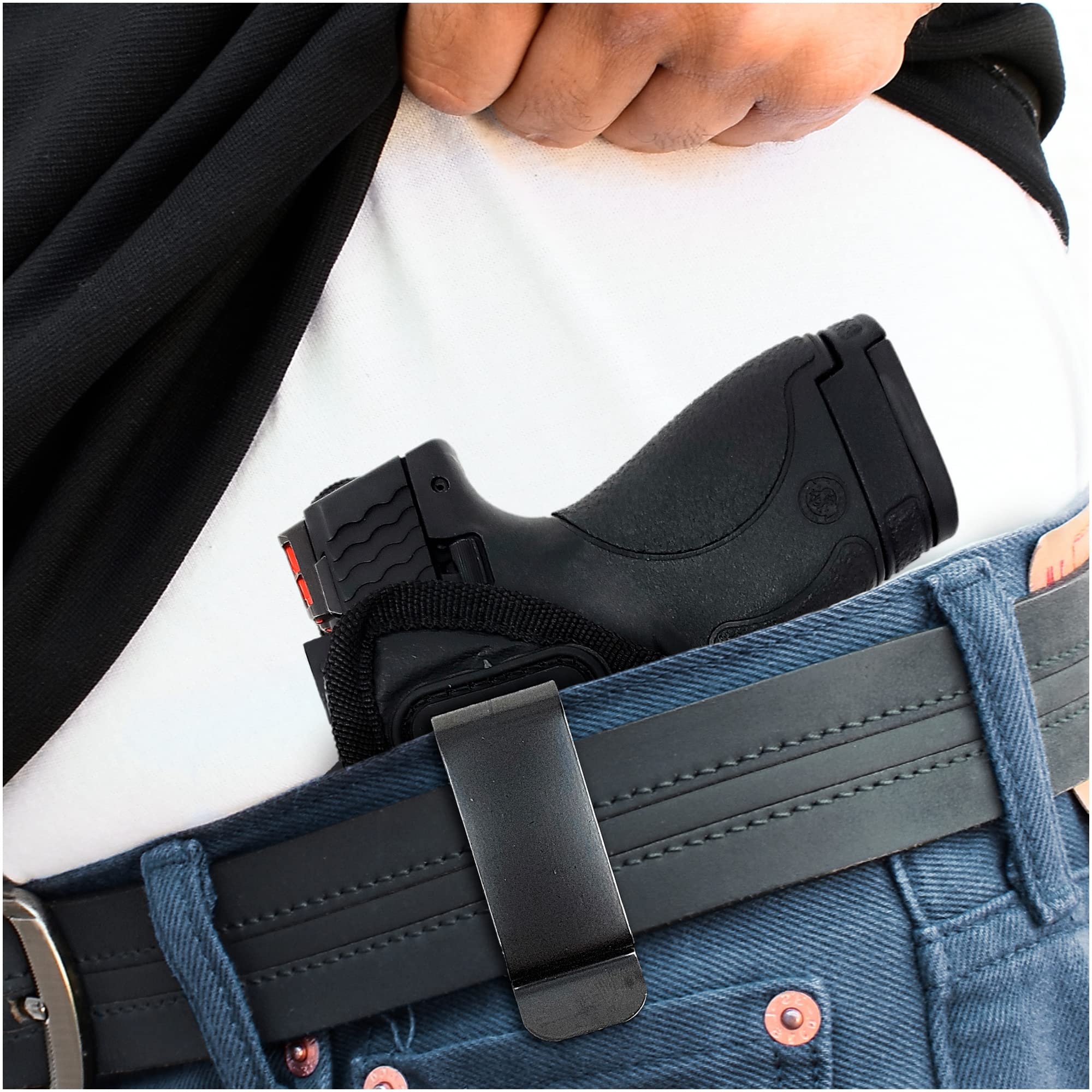 Houston Gun Holsters IWB Optical Gun Holster by Houston Eco Leather Concealed Carry Soft Material Black CHPO-57GL-LH CHPO-57GL-LH