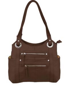 roma leathers leather locking concealment purse - ccw concealed carry gun shoulder bag (brown)