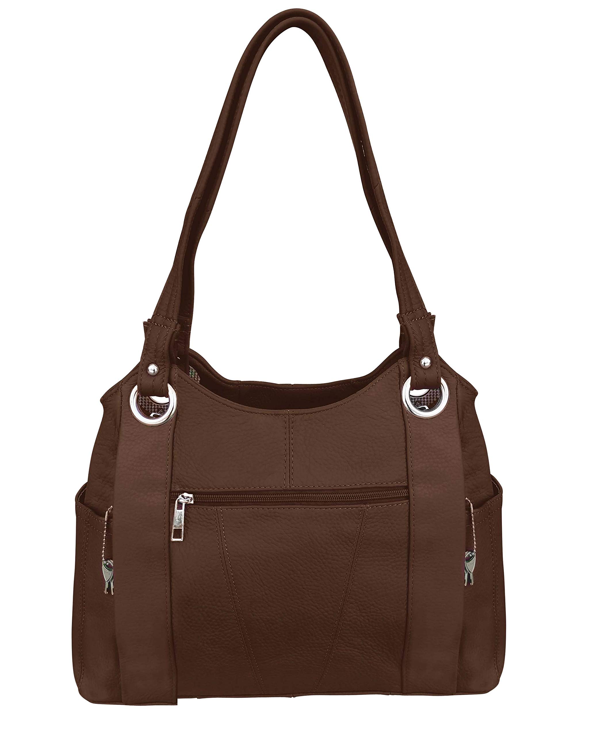 Roma Leathers Leather Locking Concealment Purse - CCW Concealed Carry Gun Shoulder Bag (Brown)