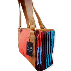 Southwestern Handwoven Wool Leather Boho Tote Western Handbag (Sedona)