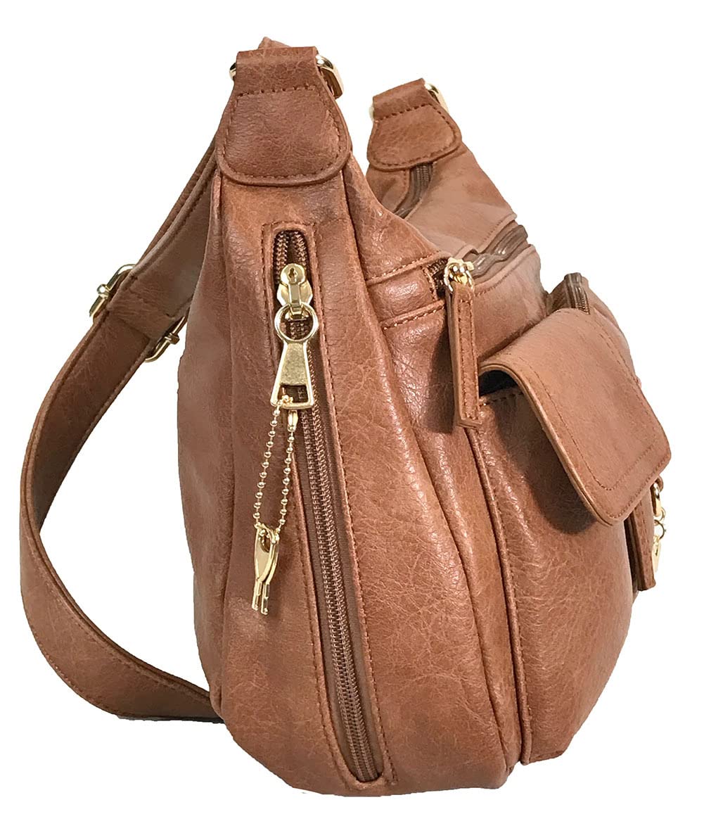 Zzfab Front Pockets side Locking Concealed Carry Purse for Women Small CCW Crossbody Bag Brown