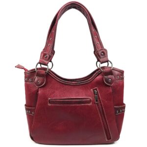 Zelris Spring Bloom Western Concho Women Conceal Carry Tote Handbag Purse (Red)