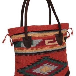 Monterrey Ladies Tote Purse Handwoven Southwestern Aztec Print Suede Handles D