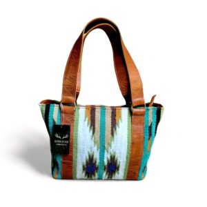 southwestern handwoven wool leather boho tote western handbag (aspen)