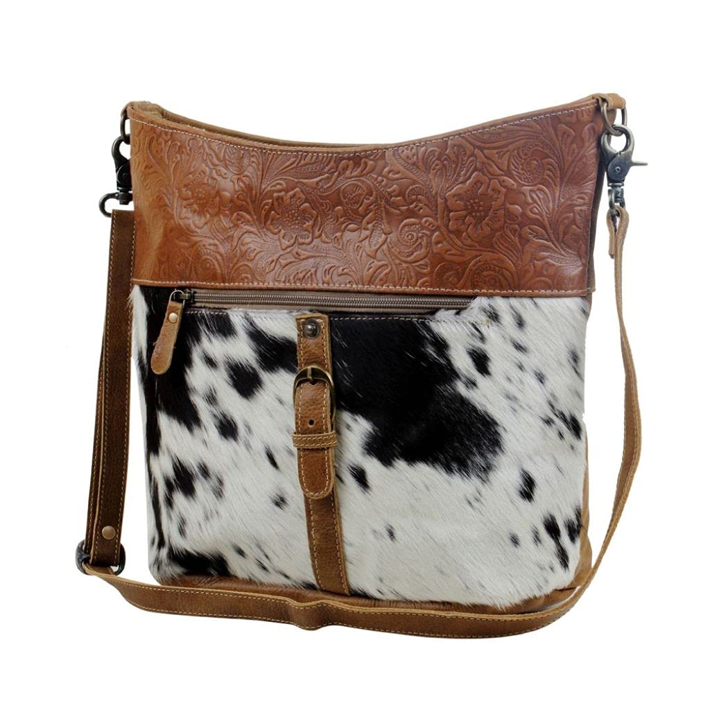 Myra Bag Snooze Leather & Cowhide Bag Upcycled Cowhide & Leather S-2846