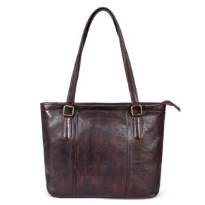 leather handbags for women - ladies shoulder bag purse - women's leather tote bag - for work, travel - gifts for her (brown)