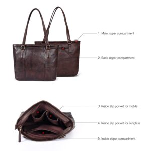 Leather Handbags For Women - Ladies Shoulder Bag Purse - Women's Leather Tote Bag - For Work, Travel - Gifts For Her (Brown)