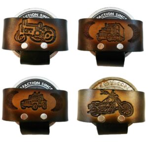 Leather Snuff Can Holder, Holster, Chew Dip Tobacco Case, Handcrafted, Many Tooled Designs