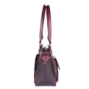 Lady Conceal Concealed Carry Purse for Women - Aubrey Leather Satchel Crossbody, Locking YKK & Universal Holster (Bordo)