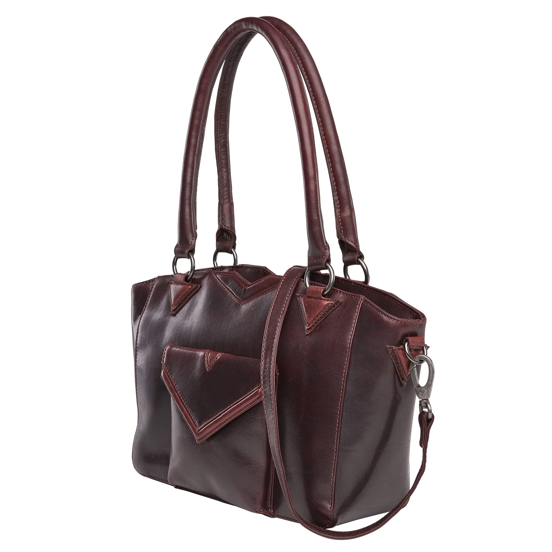 Lady Conceal Concealed Carry Purse for Women - Aubrey Leather Satchel Crossbody, Locking YKK & Universal Holster (Bordo)