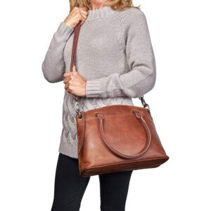 Lady Conceal Concealed Carry Whitely Leather Satchel (Cognac)