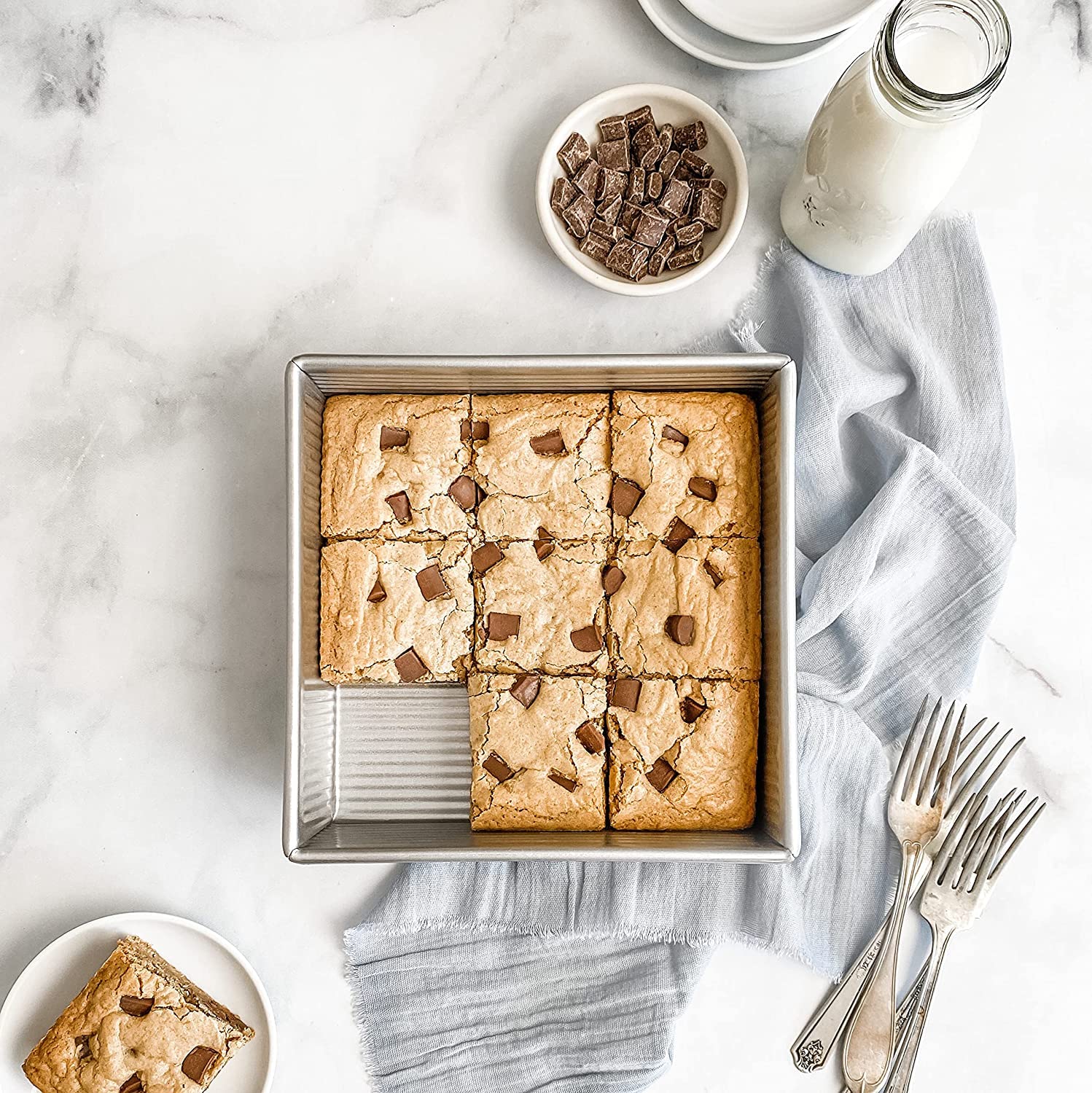 USA Pan Bakeware Square Cake Pan, 8 inch, Nonstick & Quick Release Coating, Made in the USA from Aluminized Steel