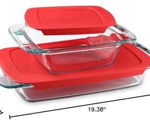 Pyrex 4-Piece Extra Large Glass Baking Dish Set With Lids and Handles, Oven and Freezer Safe