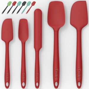 silicone spatula set of 5,high temperature resistant, food grade silicone, dishwasher safe, for baking, cooking (pure red)