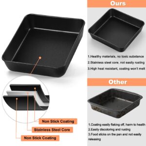 TeamFar Square Baking Pan, 8Inch Cake Pan with Lid with Stainless Steel Core & Nonstick Coating, for Baking Roasting, Nontoxic - (1 Pan + 1 Lid)