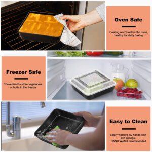 TeamFar Square Baking Pan, 8Inch Cake Pan with Lid with Stainless Steel Core & Nonstick Coating, for Baking Roasting, Nontoxic - (1 Pan + 1 Lid)