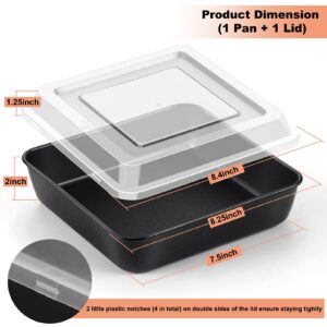 TeamFar Square Baking Pan, 8Inch Cake Pan with Lid with Stainless Steel Core & Nonstick Coating, for Baking Roasting, Nontoxic - (1 Pan + 1 Lid)