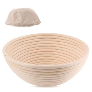 joyyy sourdough bread proofing baskets with liner, dough rising ratten bowl for bread making and baking, round, 8.5 inch