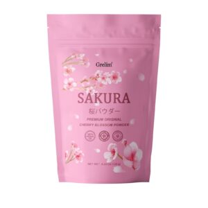 grelim sakura powder premium original cherry blossom powder for baking,made in kanagawa perfect for springtime beverage, 4.23 oz