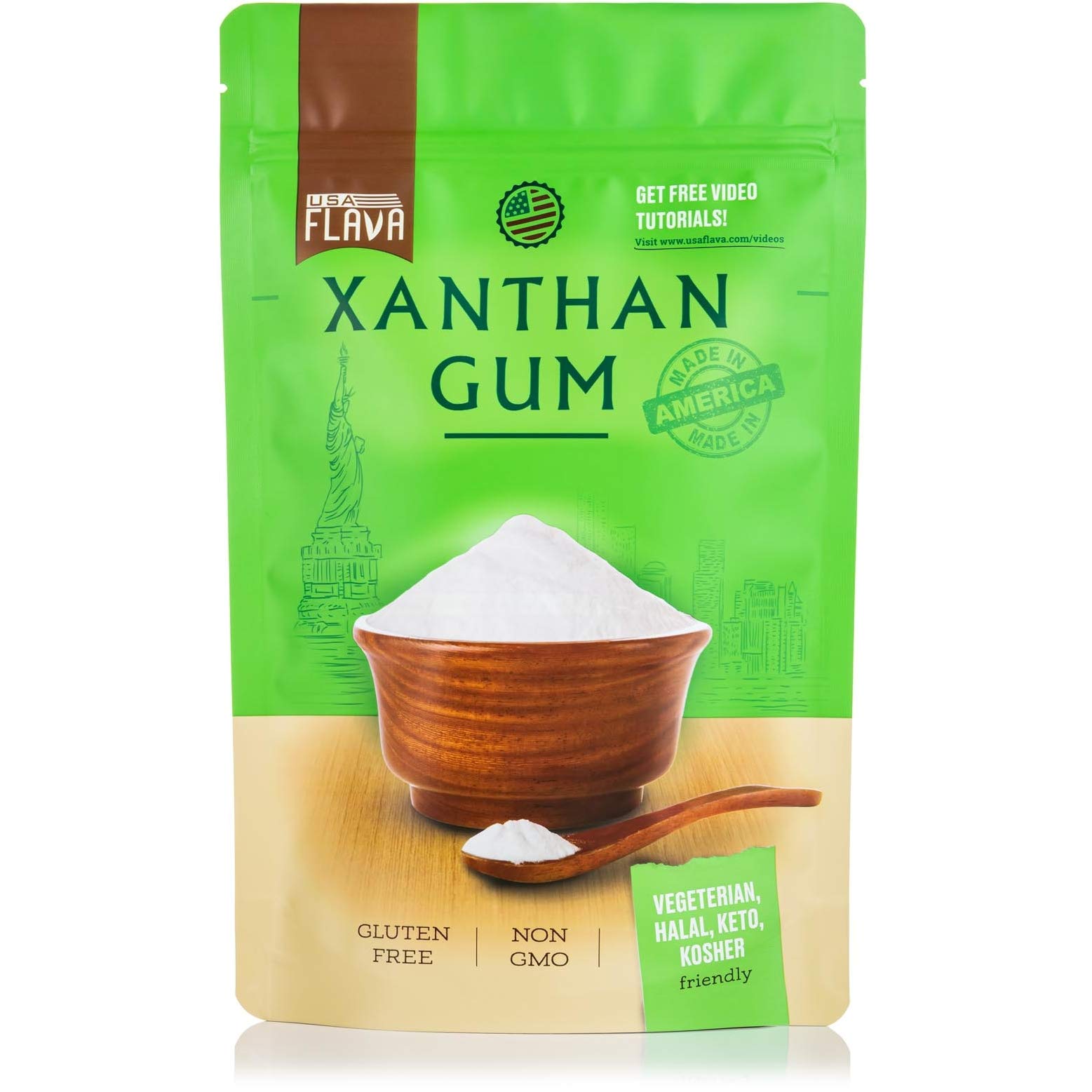 Made in USA Xanthan Gum (8 oz), Premium Quality, Food Grade Thickener, Non GMO, Gluten Free, Use in Cooking, Baking, Sauces, Soups and more. Suitable for Vegetarian, Kosher & Halal. Use for Keto Diet.