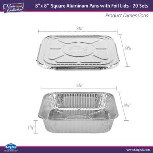 8x8 Aluminum Pans With Lids (20 Pack) 8 Inch Foil Pans With Covers - Cake Pans - Aluminum Square Pans With Lids - Disposable Food container - great For Cake Baking, Cooking, Freezing, Prepping Food