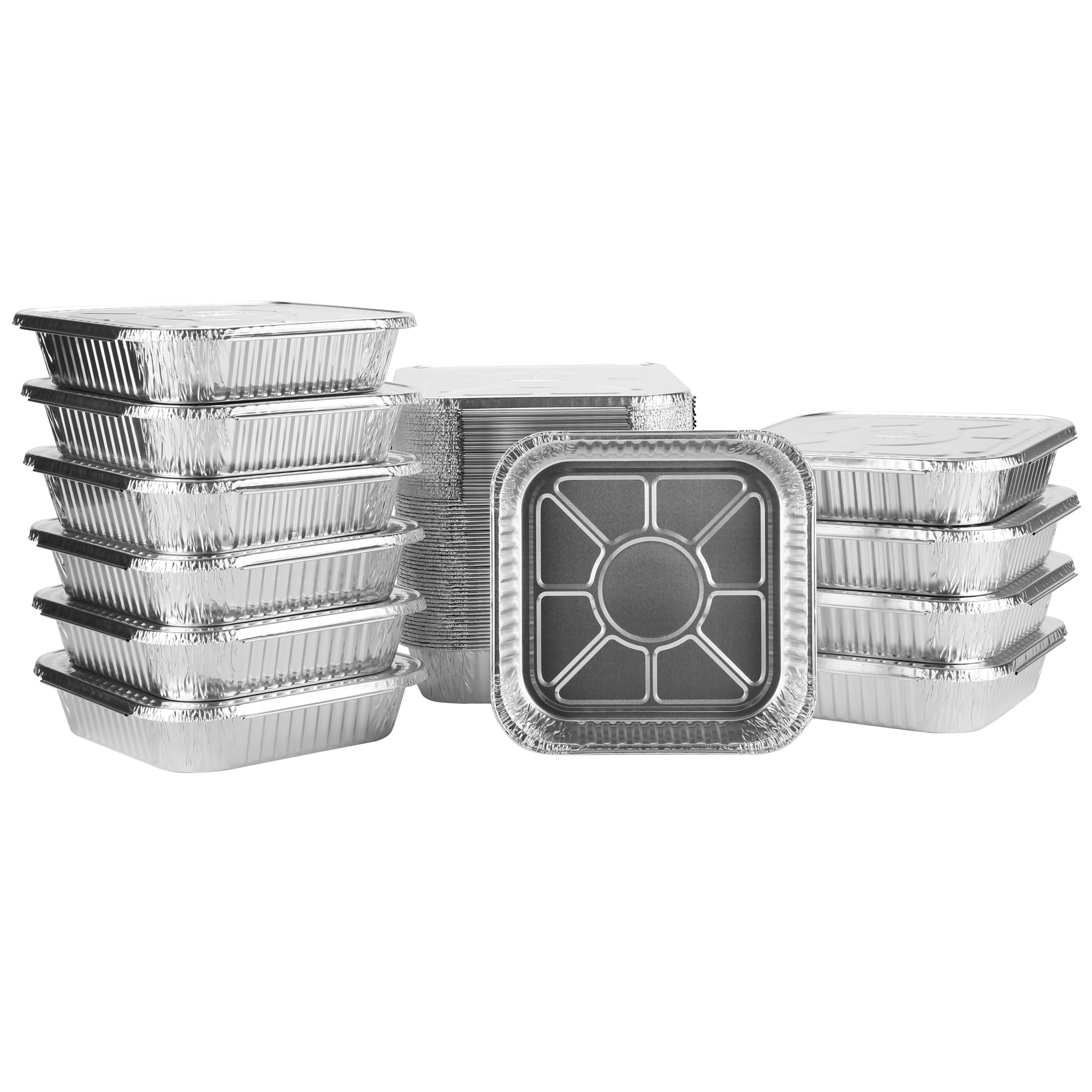 8x8 Aluminum Pans With Lids (20 Pack) 8 Inch Foil Pans With Covers - Cake Pans - Aluminum Square Pans With Lids - Disposable Food container - great For Cake Baking, Cooking, Freezing, Prepping Food