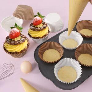 Caperci Jumbo Cupcake Liners Natural Muffin Baking Cups 300-Count, No Smell, Food Grade, Upgraded Grease-Proof Paper (Natural)