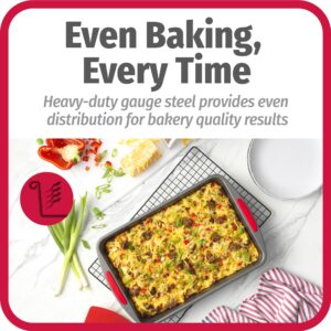 Goodcook Mega Grip 13" x 9" Nonstick Steel Cake Baking Pan with Silicone Grip Handles, Gray